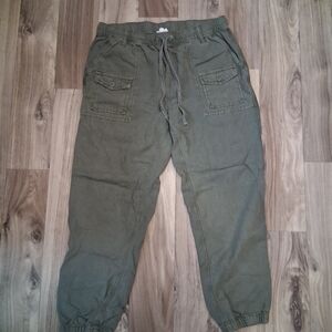 Aerie Olive Green Utility Joggers Medium Pull On Drawstring Waist